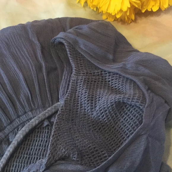 Indigo Blue Belted Netting Inset Short Romper - Picture 7 of 9